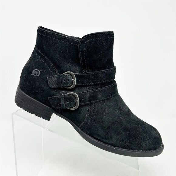 Born Classic Women's Black Ankle Booties with Buckle Straps Size 9M Casual - Picture 1 of 13